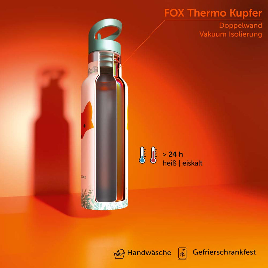 Borraccia termica per bambini FOX da 750 ml verde foxy