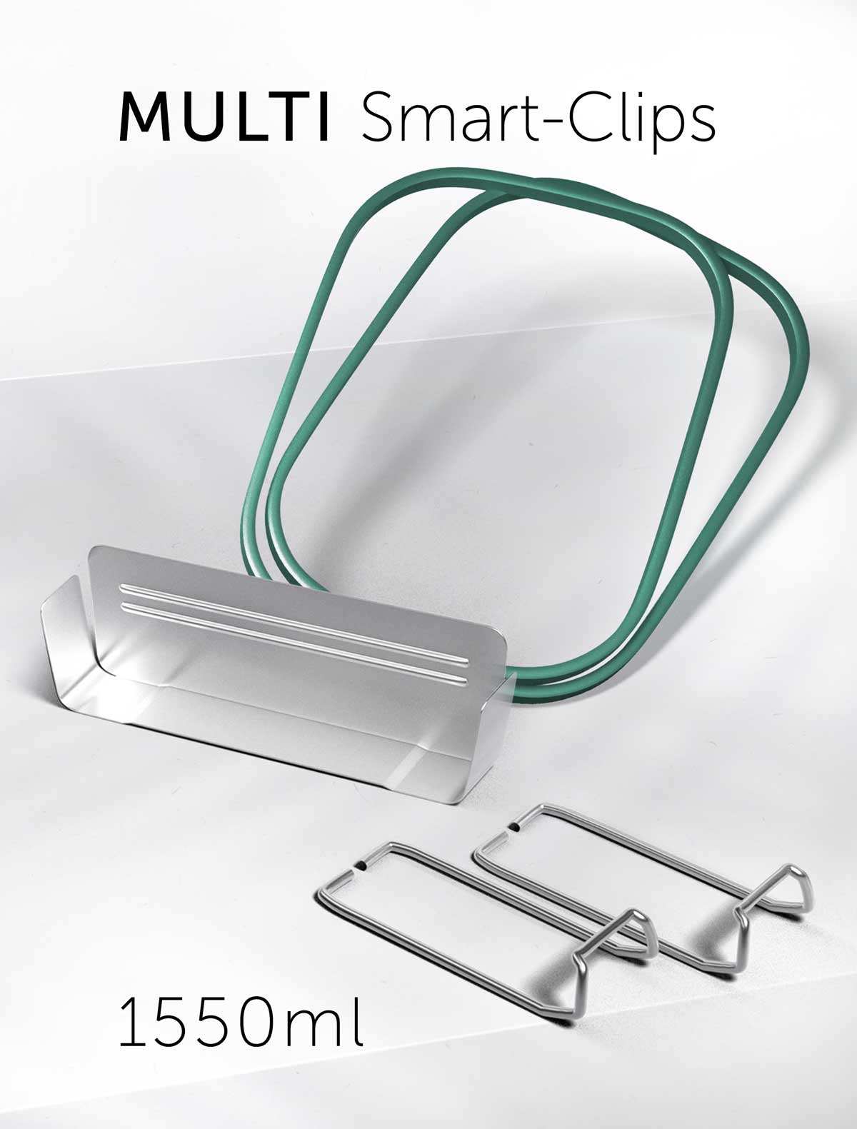 FOXBOXX - 1 x Trenner, 2 x Clips, 2 x Dichtung  /  MULTI 1550ml - FOXBOXX.eu - weihnachten - geschenk - kinder - Brotdose Edelstahl - dicht - trenner - auslaufsicher - edelstahl brotdose  - lunchbox edelstahl - brotdose edelstahl kinder - brotzeitdose edelstahl