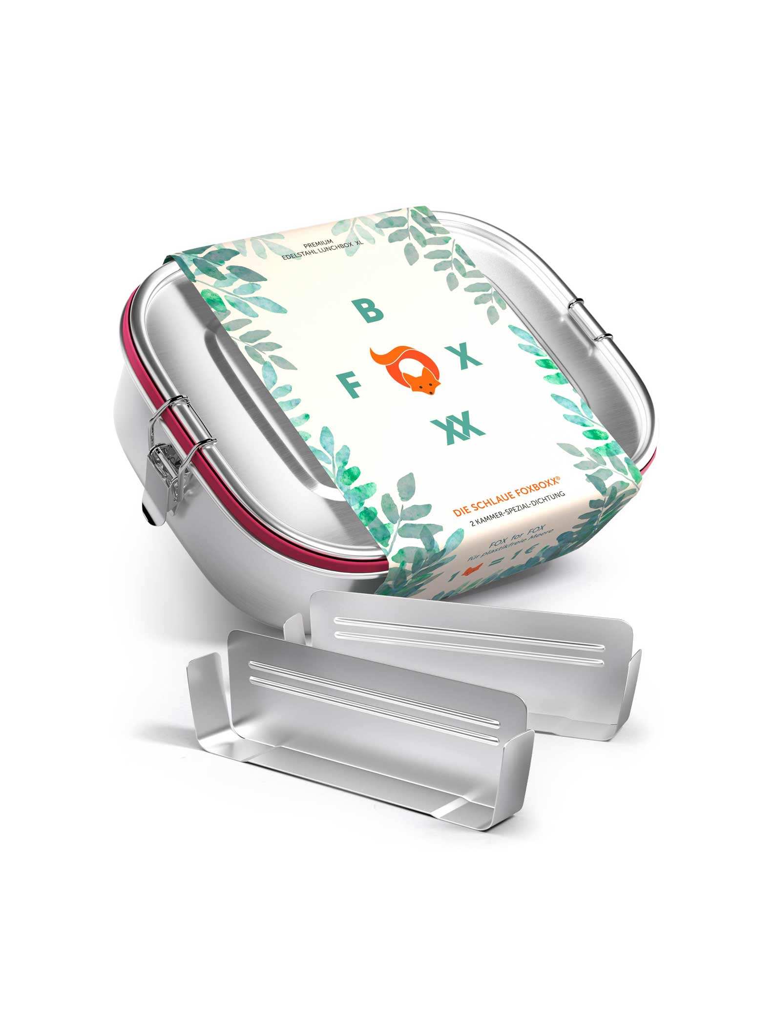 FOXBOXX - 2 x Trenner für XL - 1400 ml - FOXBOXX.eu - weihnachten - geschenk - kinder - Brotdose Edelstahl - dicht - trenner - auslaufsicher - edelstahl brotdose  - lunchbox edelstahl - brotdose edelstahl kinder - brotzeitdose edelstahl