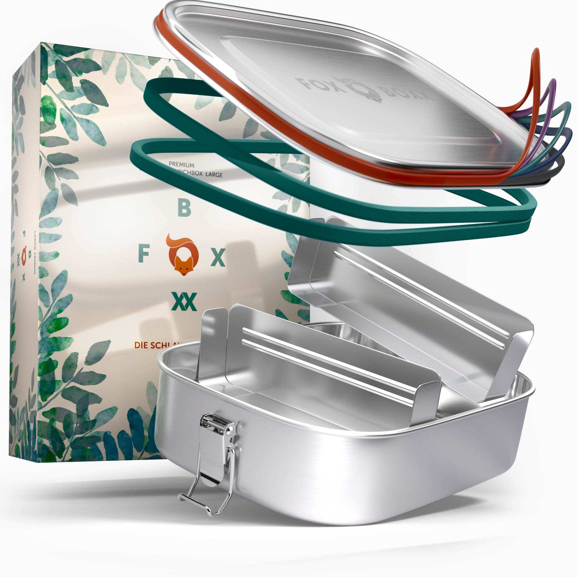 FOXBOXX MINI 800 ml - ÖKO Lunchbox - FOXBOXX.eu - weihnachten - geschenk - kinder - Brotdose Edelstahl - dicht - trenner - auslaufsicher - edelstahl brotdose  - lunchbox edelstahl - brotdose edelstahl kinder - brotzeitdose edelstahl