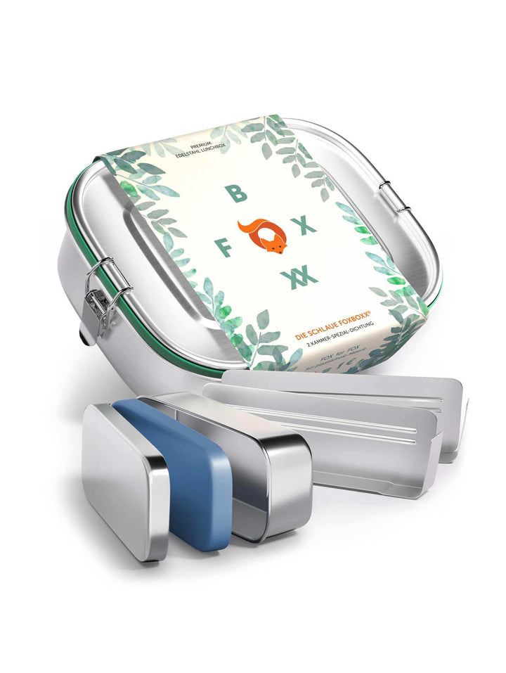 FOXBOXX MINI 800 ml - ÖKO Lunchbox SPECIAL - FOXBOXX.eu - weihnachten - geschenk - kinder - Brotdose Edelstahl - dicht - trenner - auslaufsicher - edelstahl brotdose  - lunchbox edelstahl - brotdose edelstahl kinder - brotzeitdose edelstahl