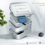 FOXBOXX MULTI 1550ml - ÖKO Doppel Lunchbox NEU! - FOXBOXX.eu - weihnachten - geschenk - kinder - Brotdose Edelstahl - dicht - trenner - auslaufsicher - edelstahl brotdose  - lunchbox edelstahl - brotdose edelstahl kinder - brotzeitdose edelstahl