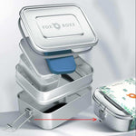 FOXBOXX - Umbauset MULTI -> MINI - 4 x Clips , 2 x Dichtung  /  MULTI 1550ml - FOXBOXX.eu - weihnachten - geschenk - kinder - Brotdose Edelstahl - dicht - trenner - auslaufsicher - edelstahl brotdose  - lunchbox edelstahl - brotdose edelstahl kinder - brotzeitdose edelstahl