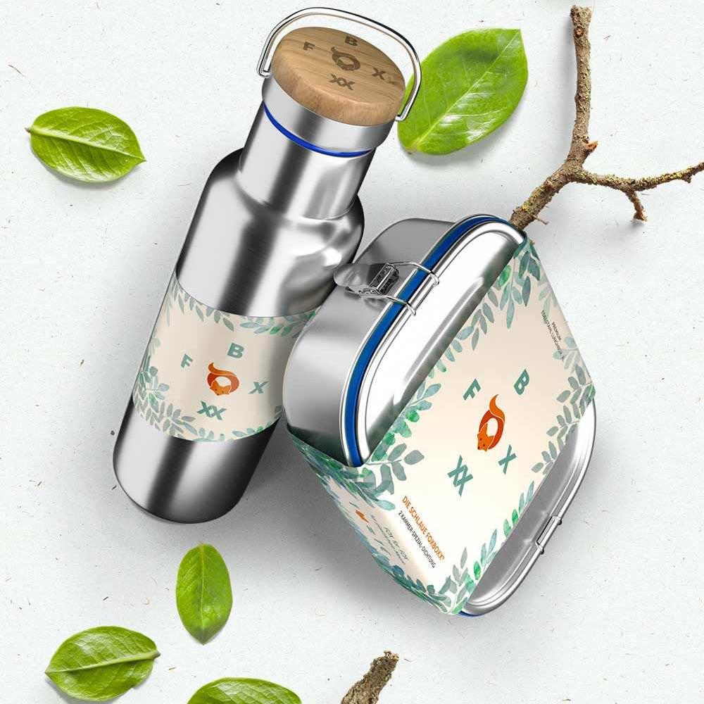 Schulpack,- Large - FOXBOXX.eu - weihnachten - geschenk - kinder - Brotdose Edelstahl - dicht - trenner - auslaufsicher - edelstahl brotdose  - lunchbox edelstahl - brotdose edelstahl kinder - brotzeitdose edelstahl