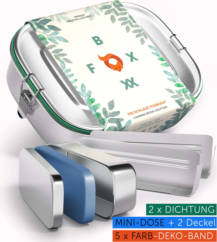 Schulpack,- Large Special - FOXBOXX.eu - weihnachten - geschenk - kinder - Brotdose Edelstahl - dicht - trenner - auslaufsicher - edelstahl brotdose  - lunchbox edelstahl - brotdose edelstahl kinder - brotzeitdose edelstahl